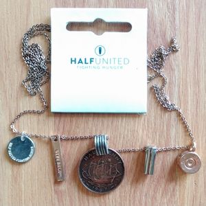 Half United mixed metal charm necklace